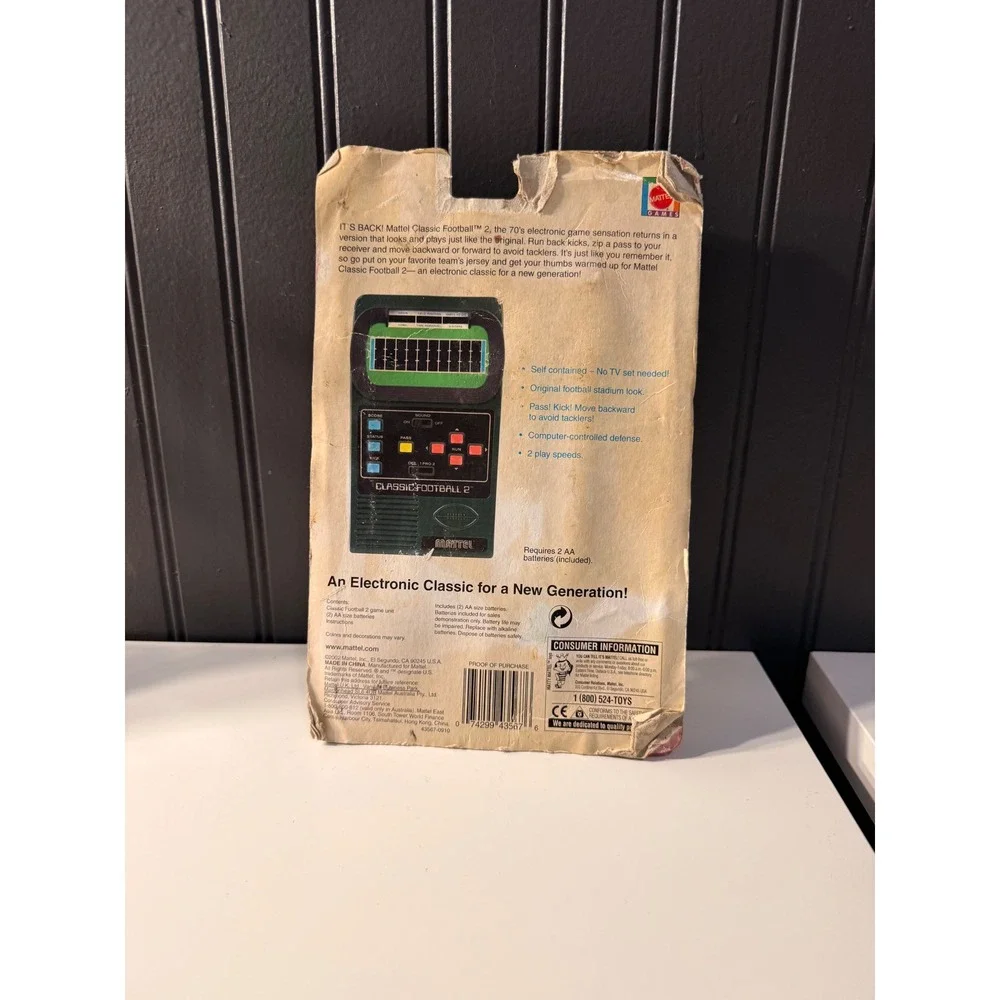 Vintage 2002 Mattel Classic Football 2 Handheld Electronic Video Game - New